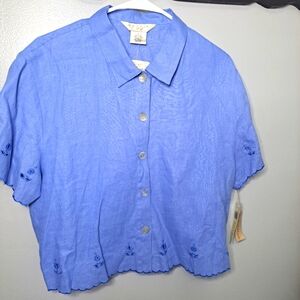 Outfit JPR Linen Sandwashed Shirt Women’s Sz Large Boxy Button Up Floral NWT
